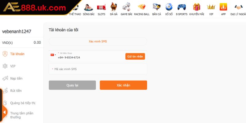 Quy trình rút tiền tại AE888